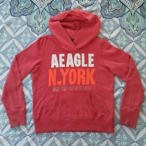 American Eagle hoodie pink New York Love Large